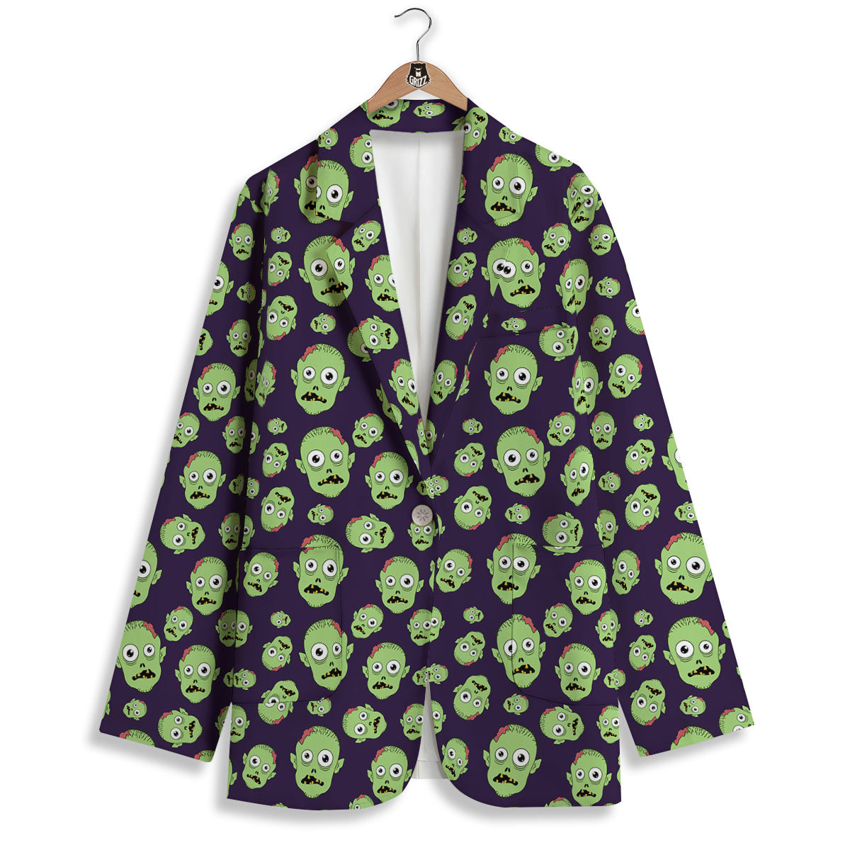 Zombie Green Print Pattern Women's Blazer-grizzshop