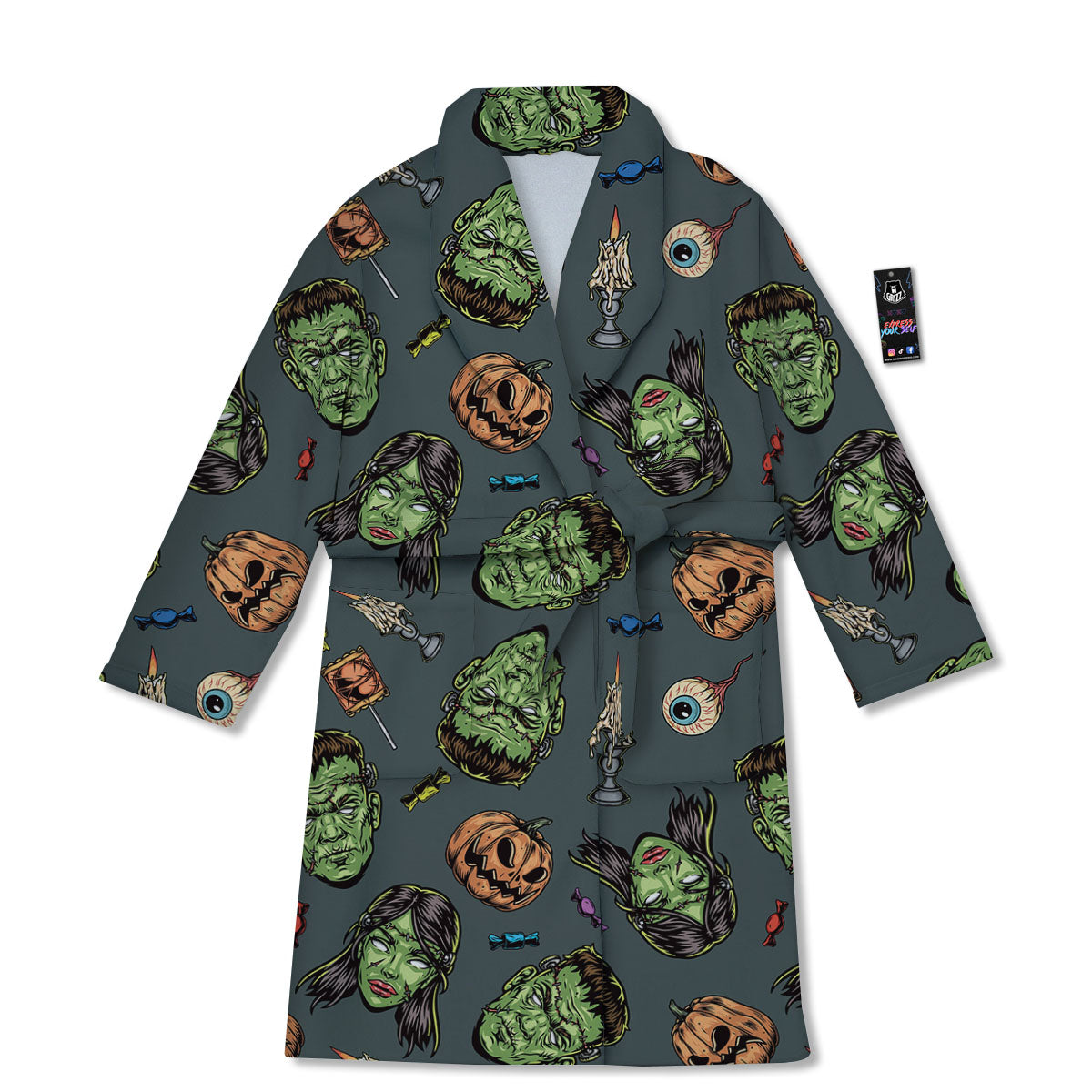 Zombie Halloween Print Pattern Bathrobe-grizzshop