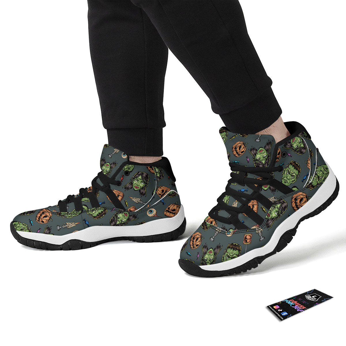 Zombie Halloween Print Pattern Black Bball Shoes-grizzshop