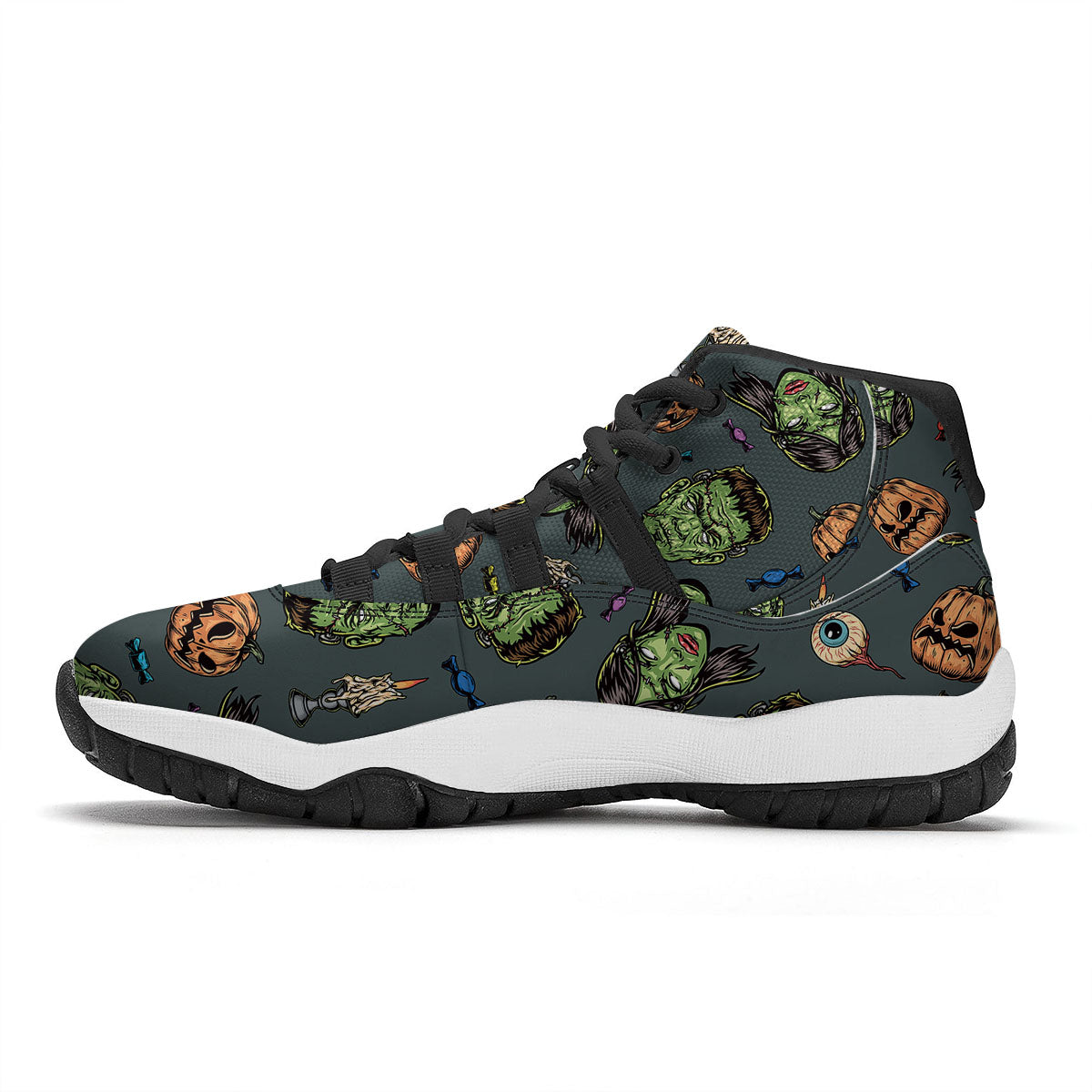 Zombie Halloween Print Pattern Black Bball Shoes-grizzshop