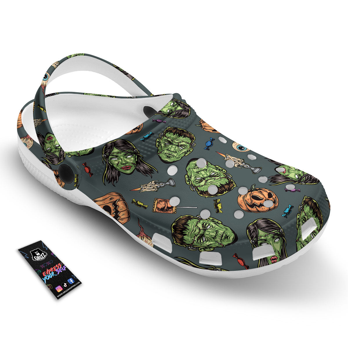 Zombie Halloween Print Pattern Clog-grizzshop
