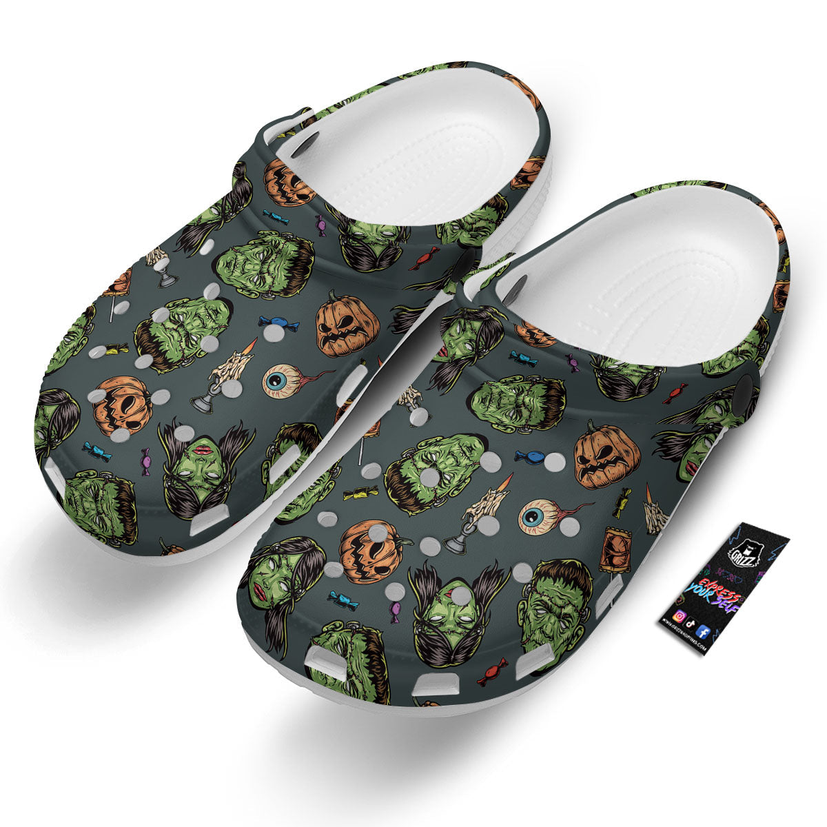 Zombie Halloween Print Pattern Clog-grizzshop