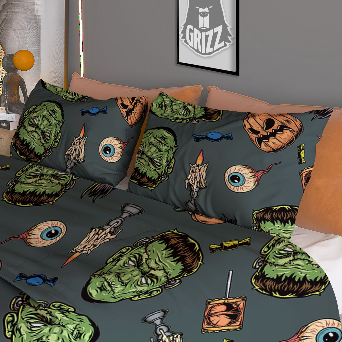 Zombie Halloween Print Pattern Duvet Cover Bedding Set