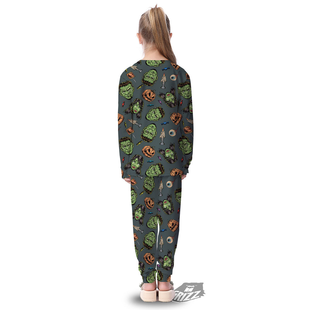 Zombie Halloween Print Pattern Kid's Pajamas-grizzshop
