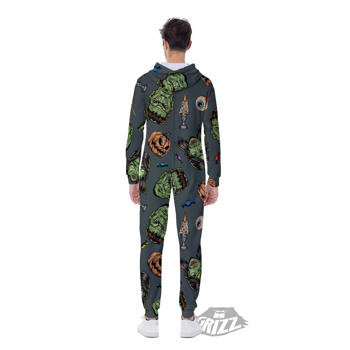 Zombie Halloween Print Pattern Men's Jumpsuit-grizzshop