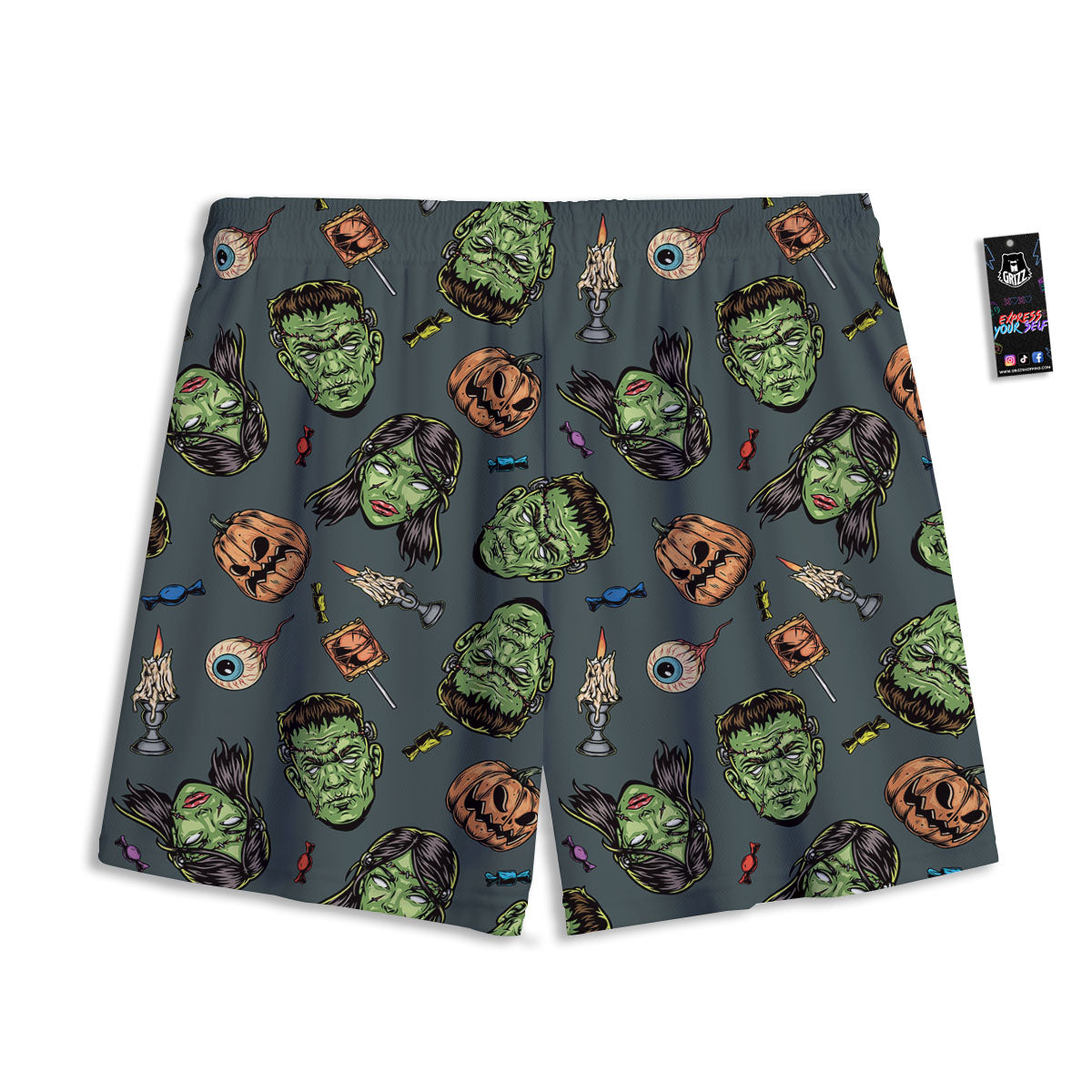 Zombie Halloween Print Pattern Mesh Shorts