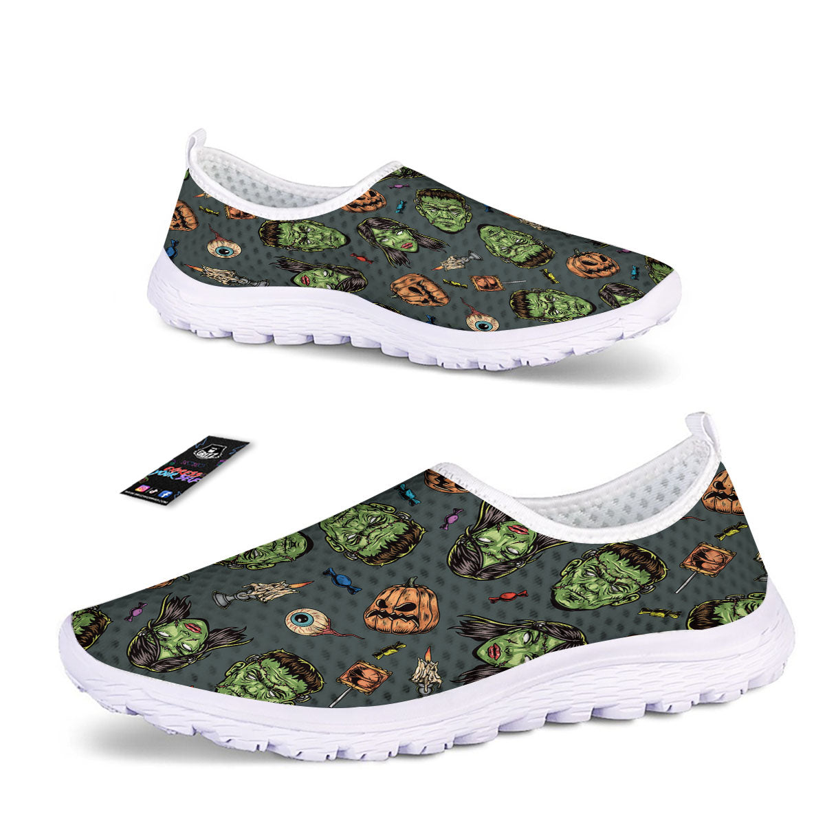 Zombie Halloween Print Pattern Nurse Shoes-grizzshop