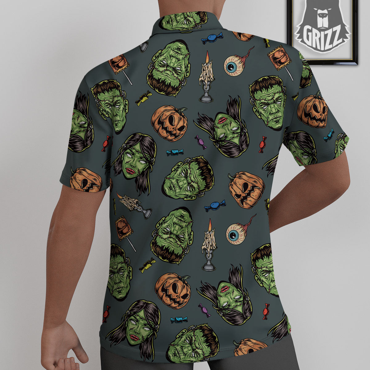 Zombie Halloween Print Pattern Untucked Shirts-grizzshop