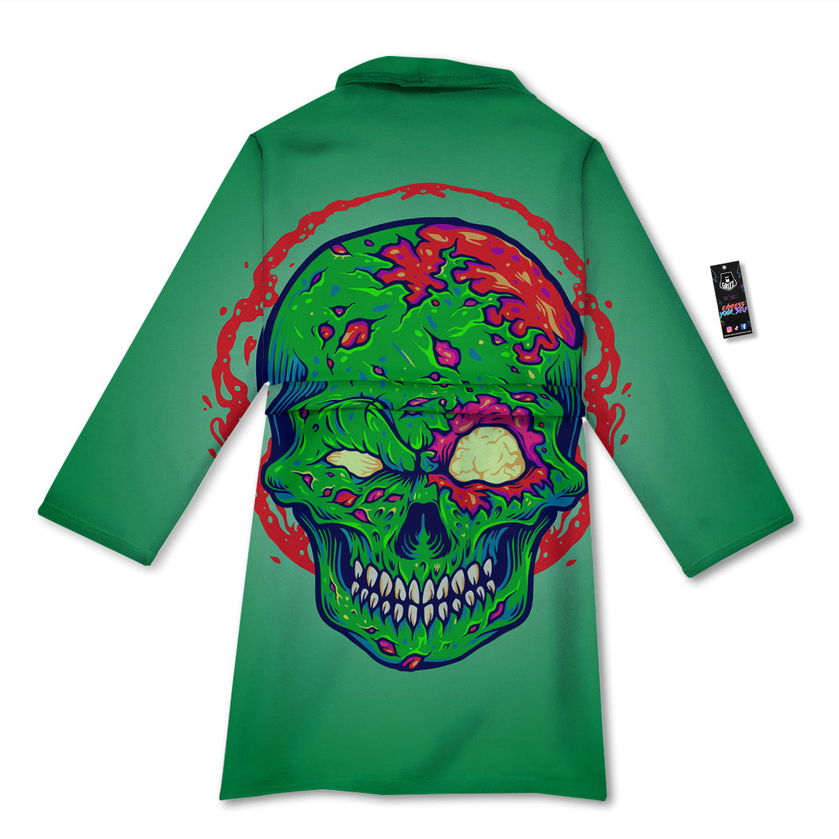 Zombie Halloween Skull Print Bathrobe-grizzshop