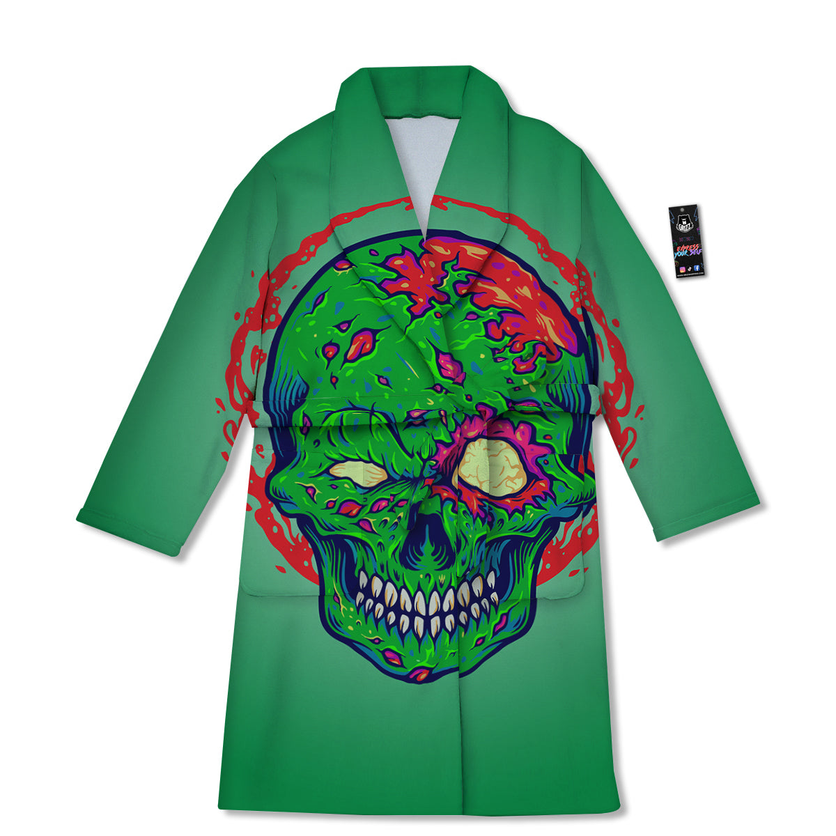 Zombie Halloween Skull Print Bathrobe-grizzshop