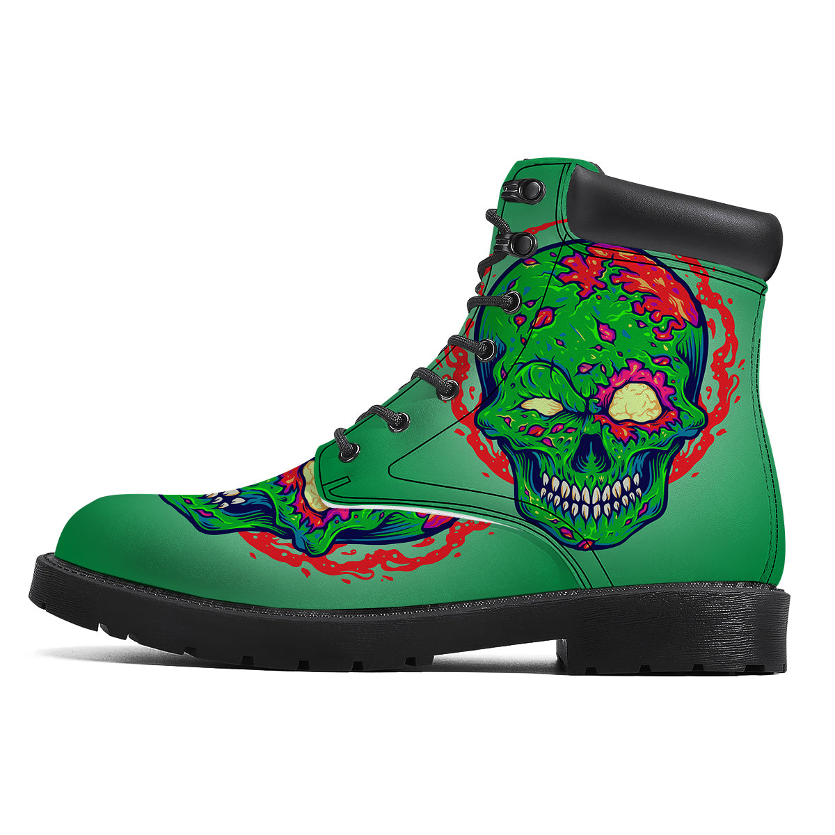 Zombie Halloween Skull Print Boots-grizzshop