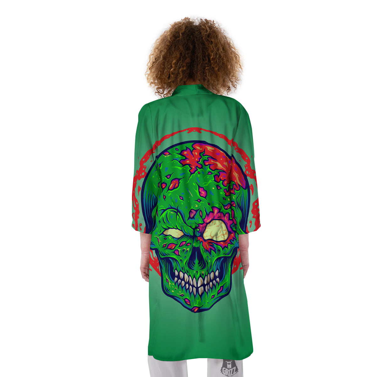 Zombie Halloween Skull Print Kimono-grizzshop
