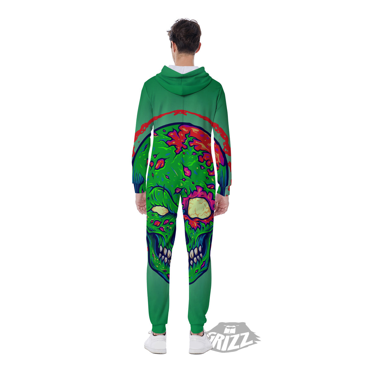 Zombie Halloween Skull Print Men's Jumpsuit-grizzshop