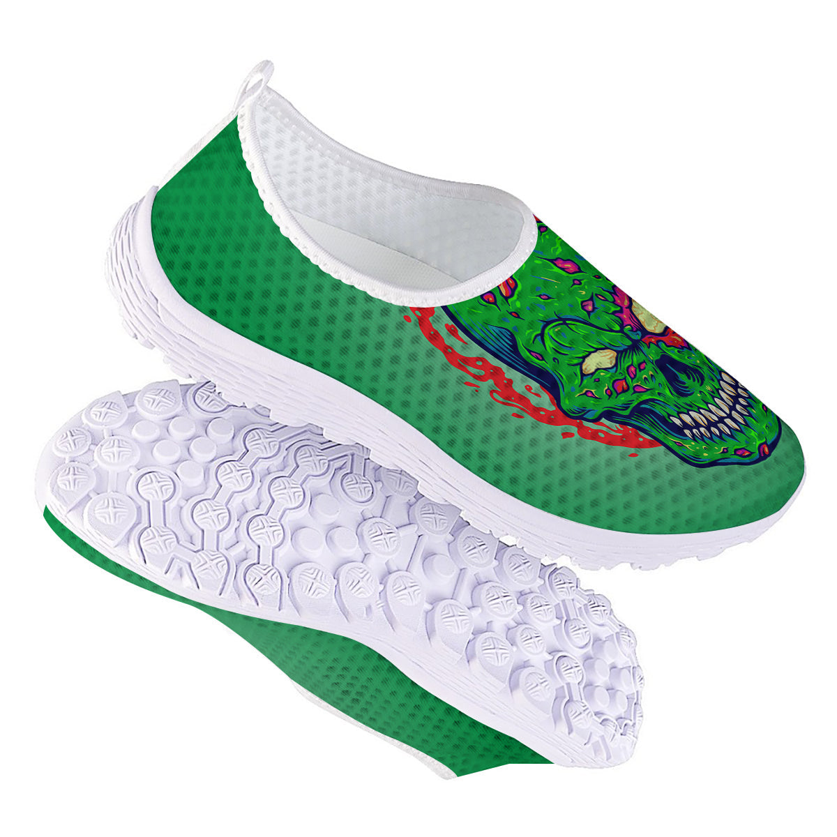 Zombie Halloween Skull Print Nurse Shoes-grizzshop
