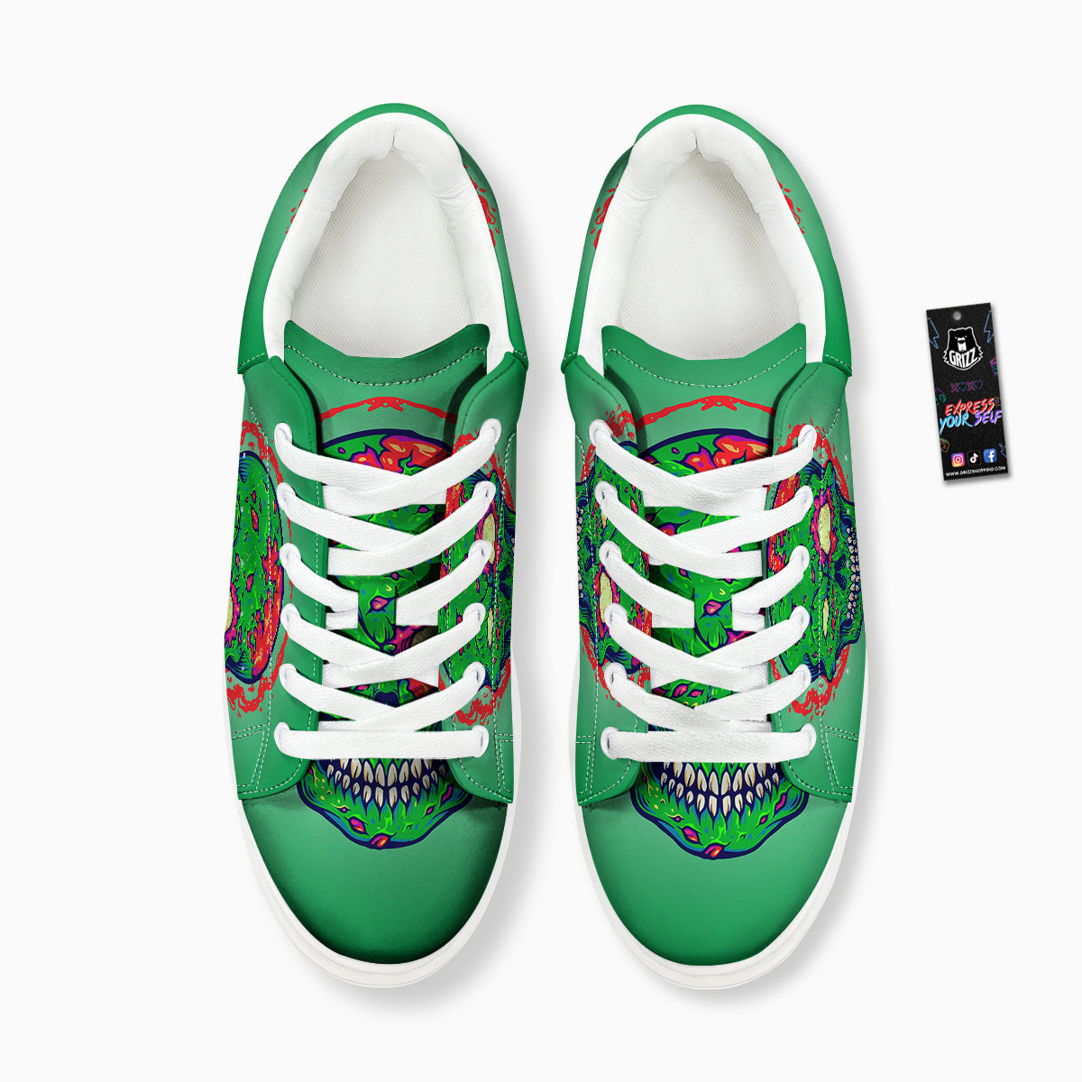 Zombie Halloween Skull Print Platform Shoes-grizzshop
