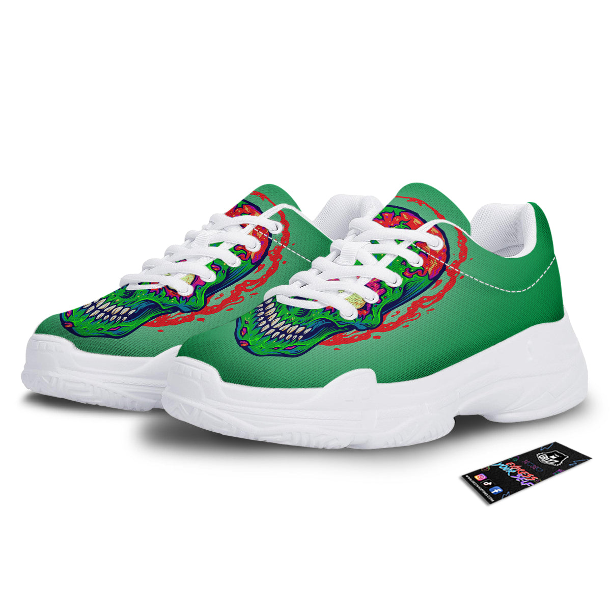 Zombie Halloween Skull Print White Chunky Shoes-grizzshop