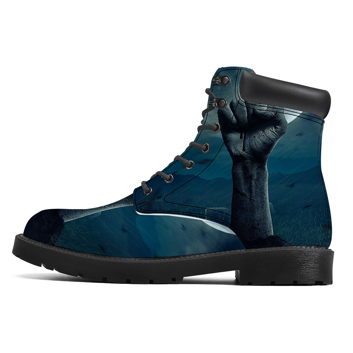 Zombie Hand Rising From Grave Print Boots-grizzshop