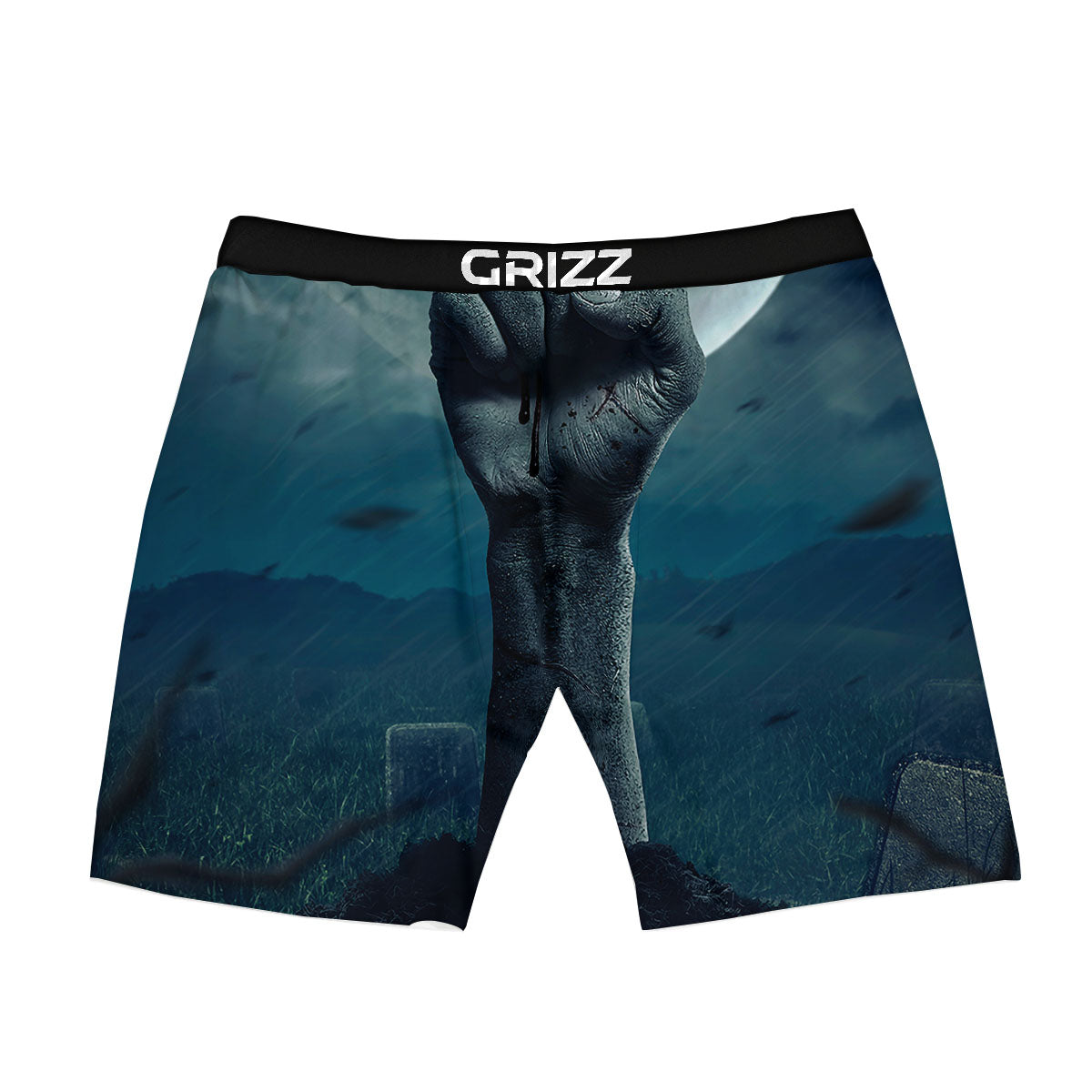 Zombie Hand Rising From Grave Print Boxer Briefs-grizzshop