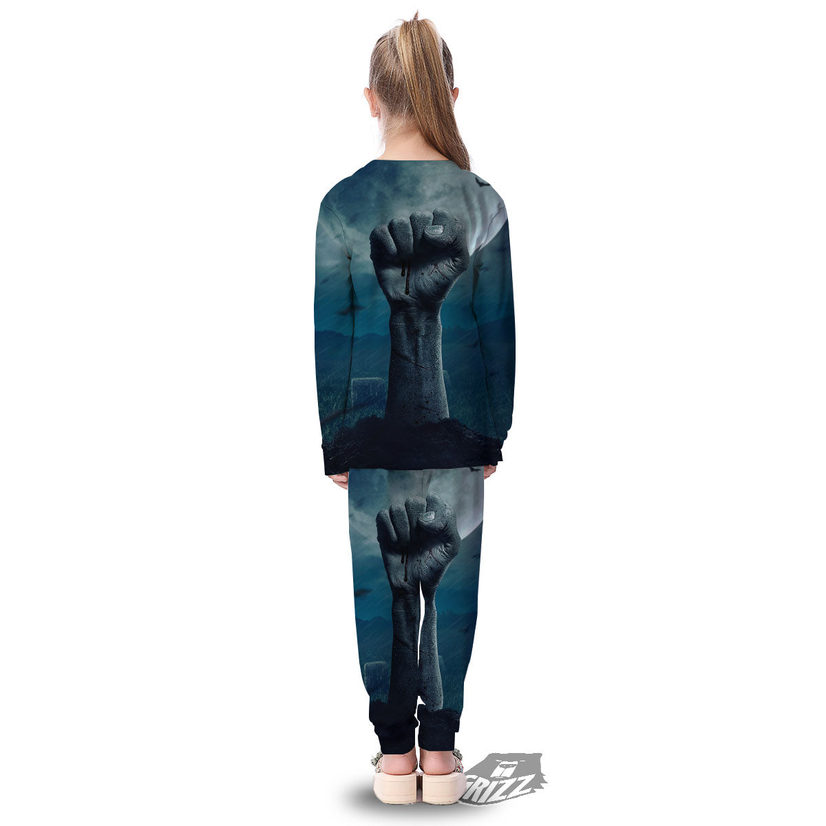 Zombie Hand Rising From Grave Print Kid's Pajamas-grizzshop