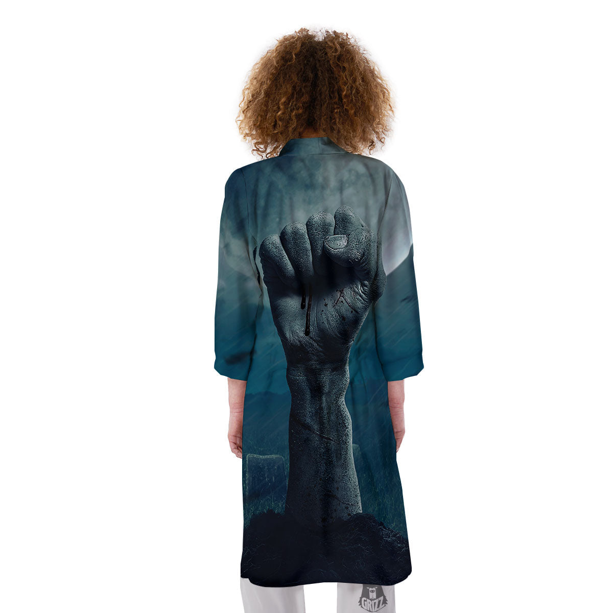 Zombie Hand Rising From Grave Print Kimono-grizzshop