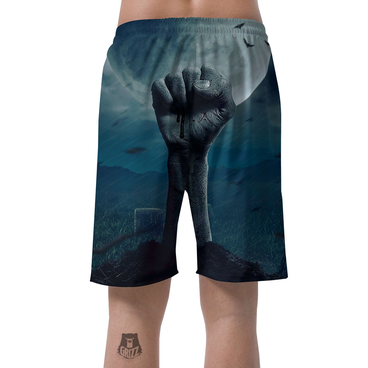 Zombie Hand Rising From Grave Print Men's Shorts-grizzshop