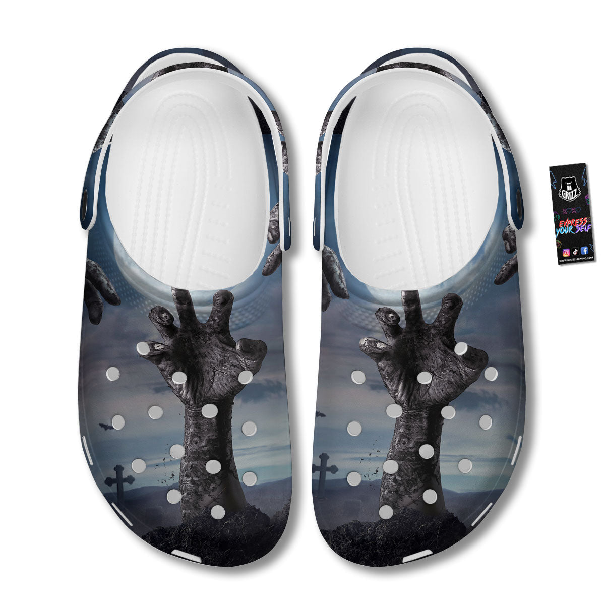 Zombie Hands Halloween Print Clog-grizzshop