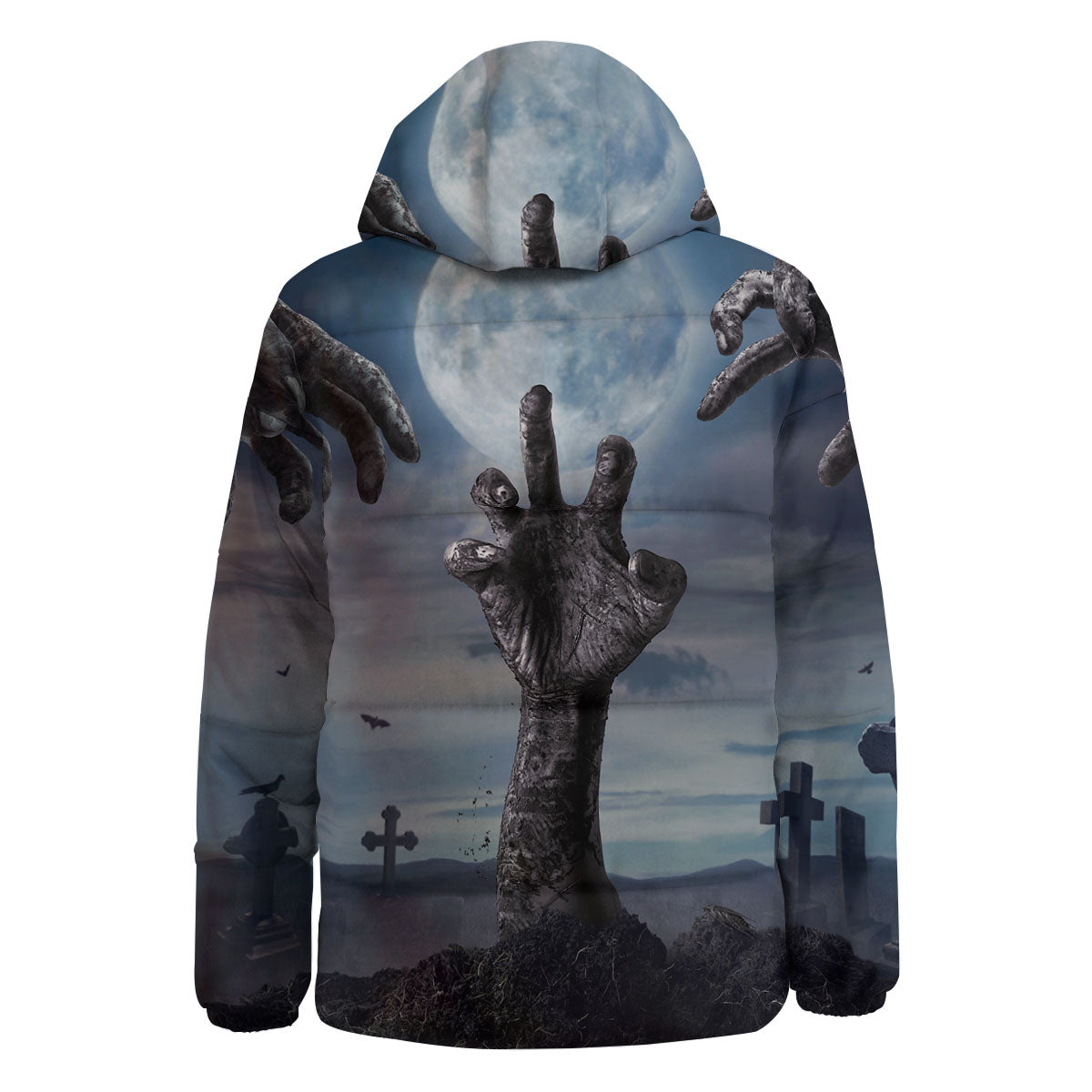 Zombie Hands Halloween Print Down Jacket-grizzshop