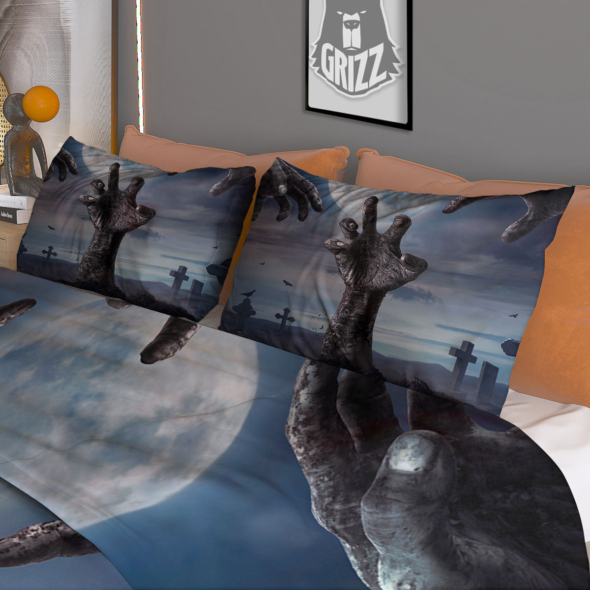 Zombie Hands Halloween Print Duvet Cover Bedding Set