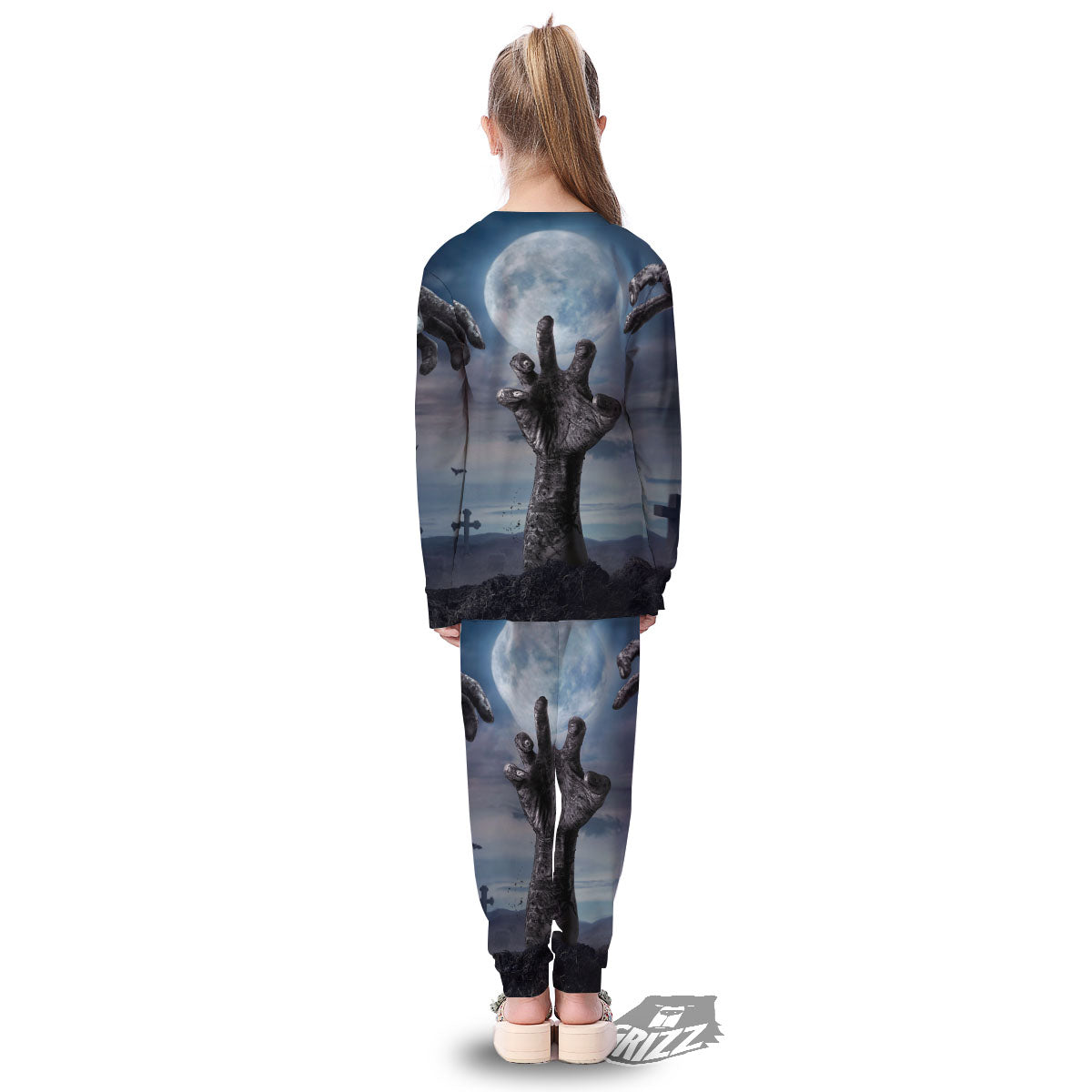 Zombie Hands Halloween Print Kid's Pajamas-grizzshop