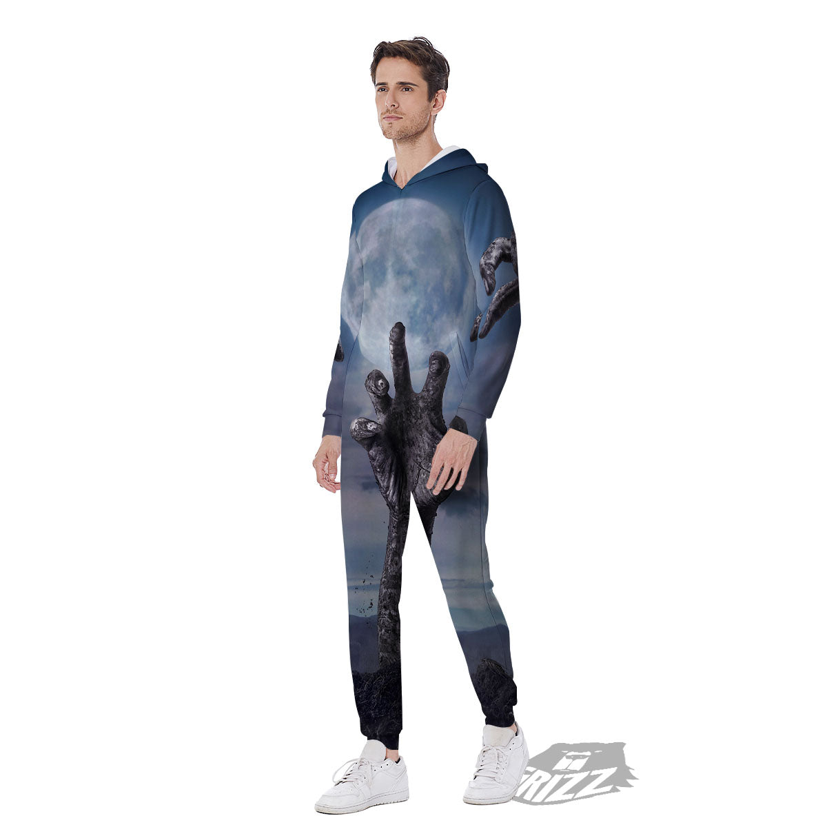 Zombie Hands Halloween Print Men's Jumpsuit-grizzshop