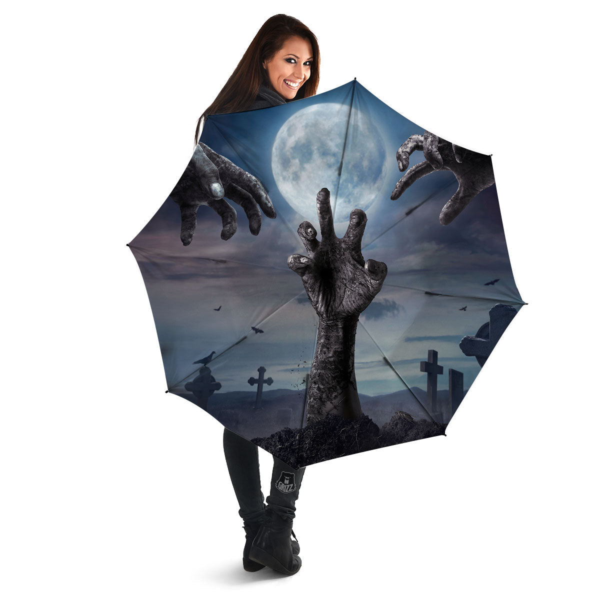 Zombie Hands Halloween Print Umbrella-grizzshop