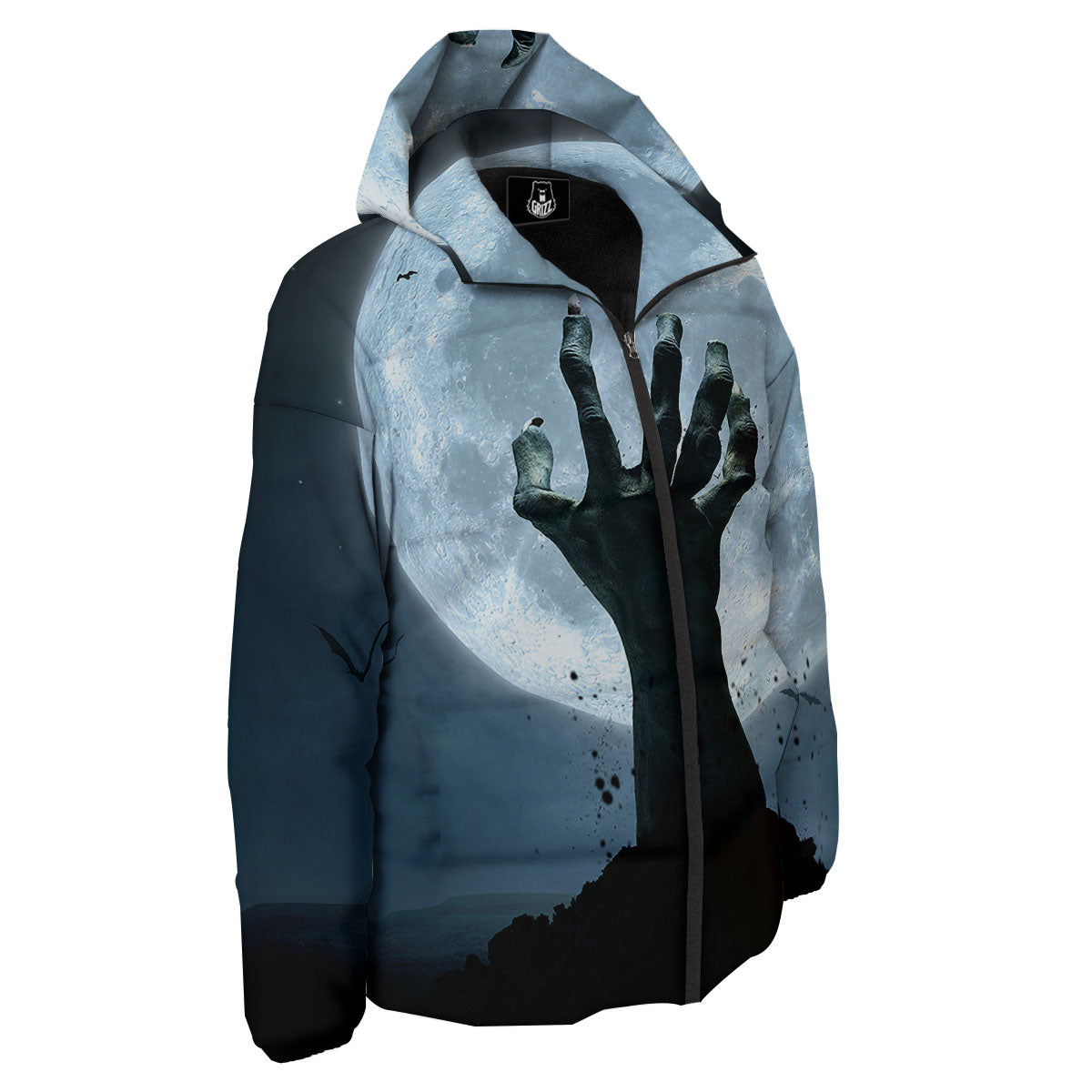 Zombie Hands Scary Print Down Jacket-grizzshop
