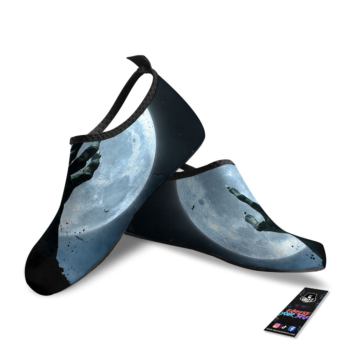 Zombie Hands Scary Print Water Shoes-grizzshop