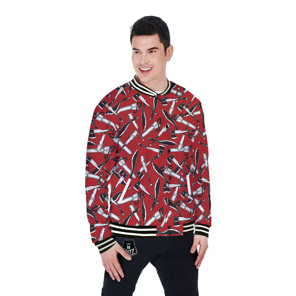 Zombie Killer Weapon Print Pattern Baseball Jacket-grizzshop