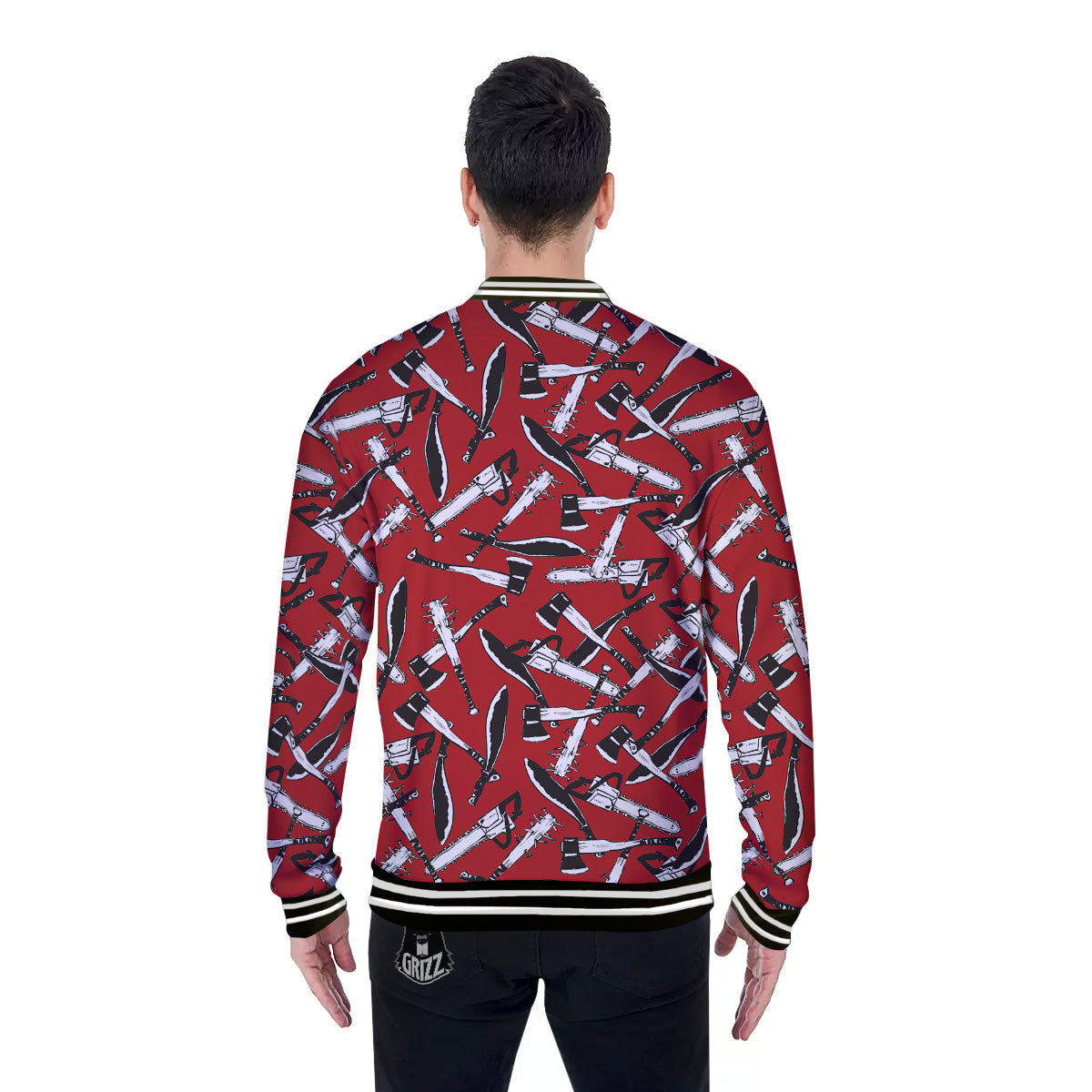 Zombie Killer Weapon Print Pattern Baseball Jacket-grizzshop