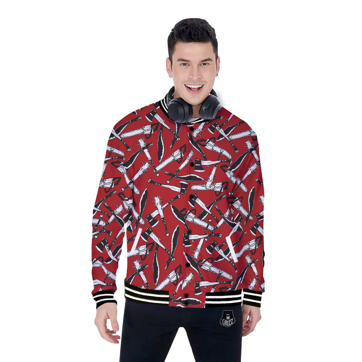 Zombie Killer Weapon Print Pattern Baseball Jacket-grizzshop