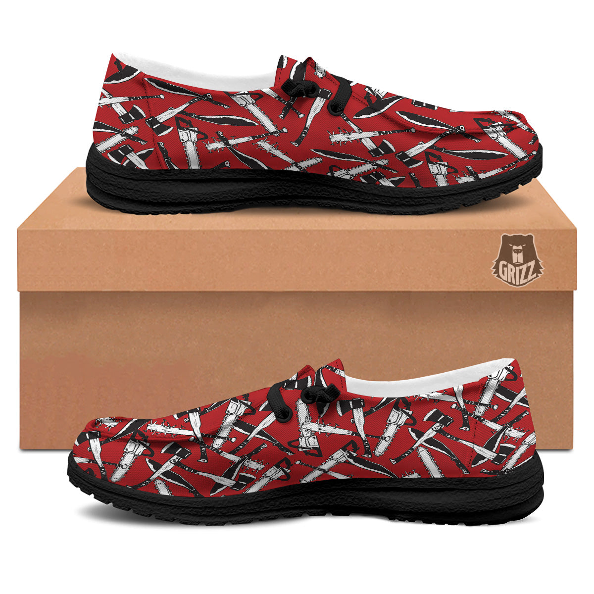 Zombie Killer Weapon Print Pattern Black Loafers-grizzshop