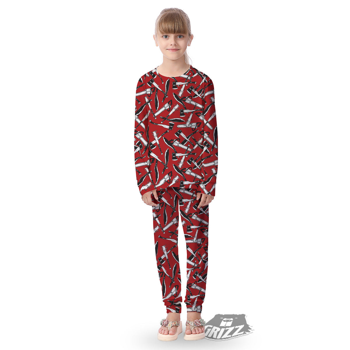 Zombie Killer Weapon Print Pattern Kid's Pajamas-grizzshop