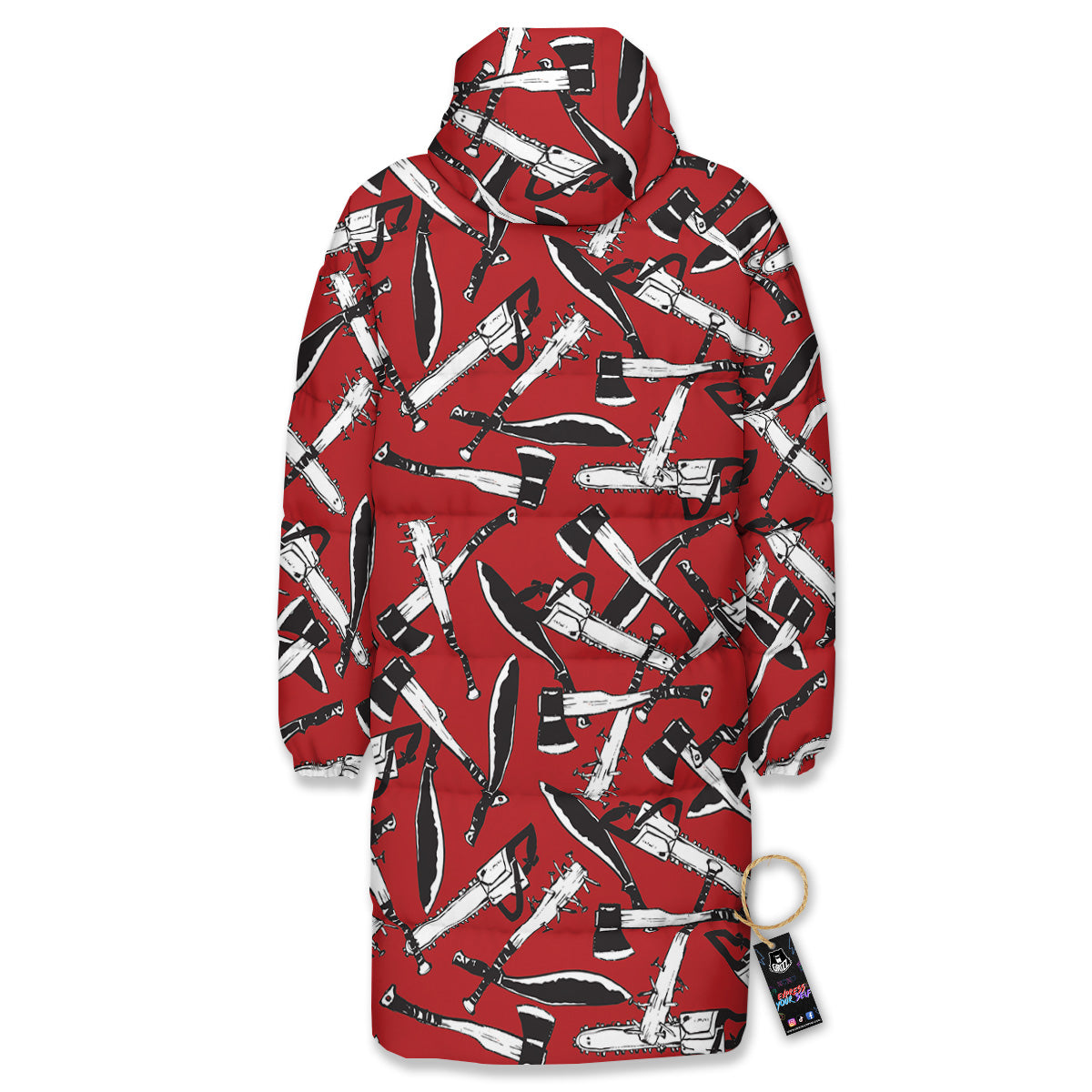 Zombie Killer Weapon Print Pattern Long Down Jacket-grizzshop