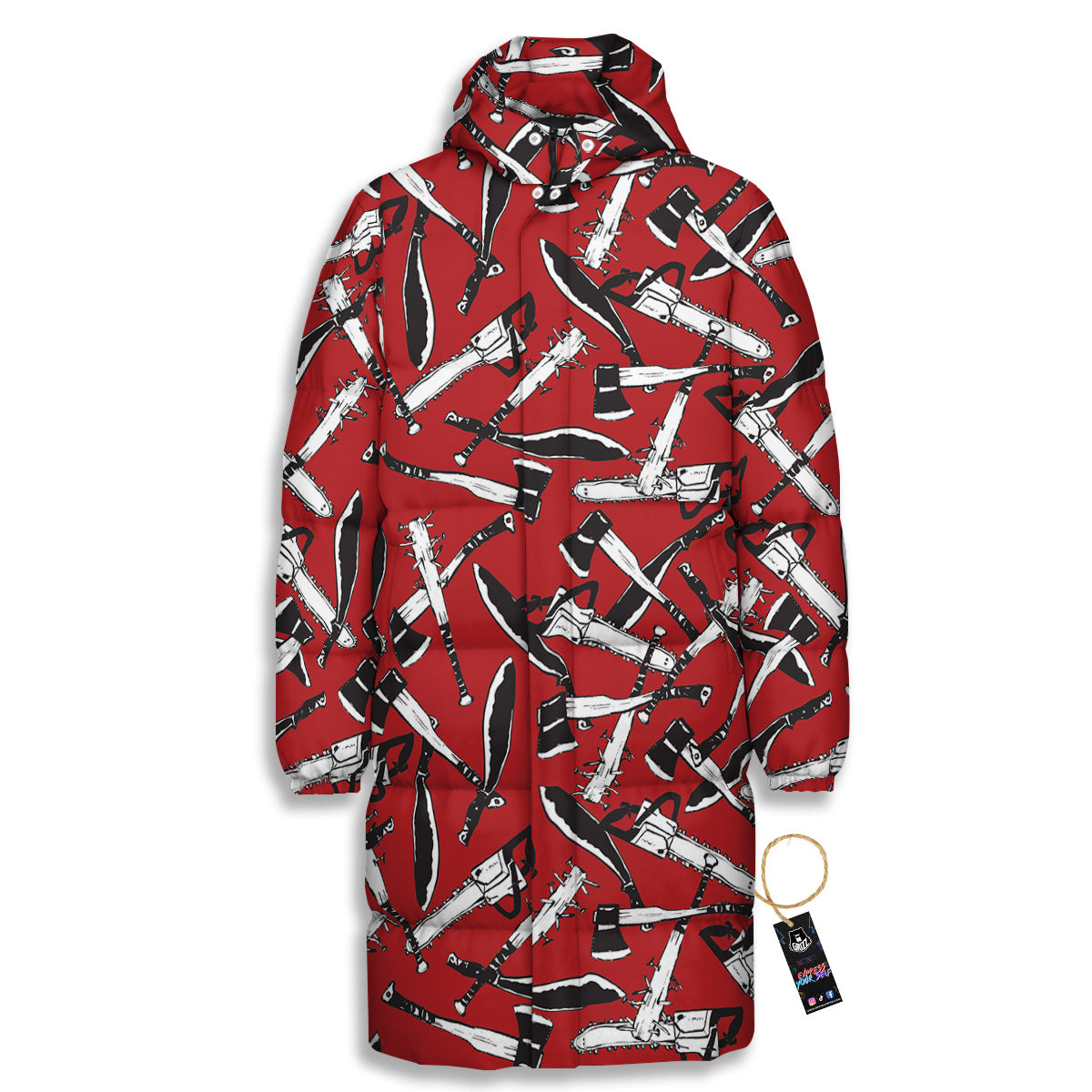 Zombie Killer Weapon Print Pattern Long Down Jacket-grizzshop