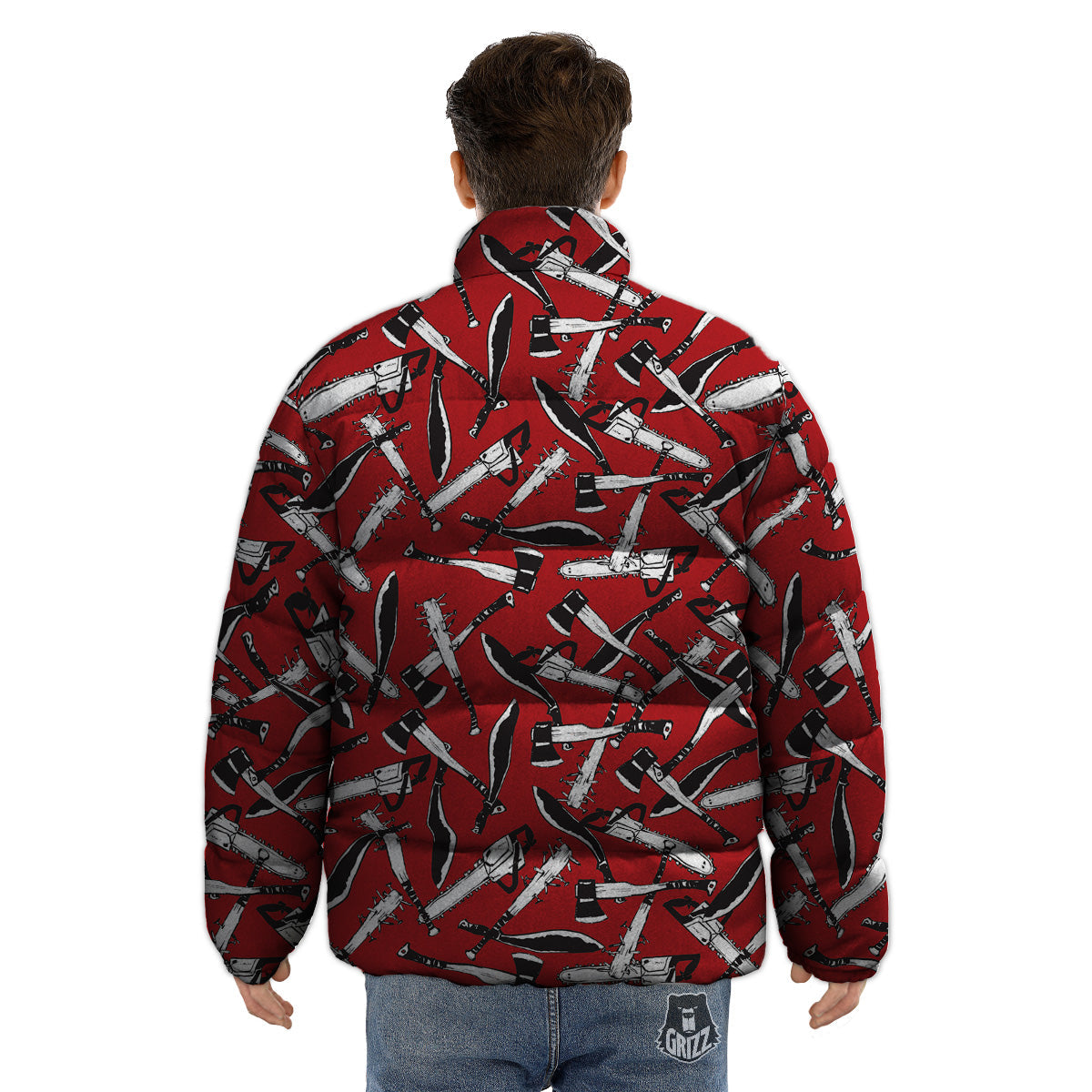 Zombie Killer Weapon Print Pattern Puffer Jacket-grizzshop