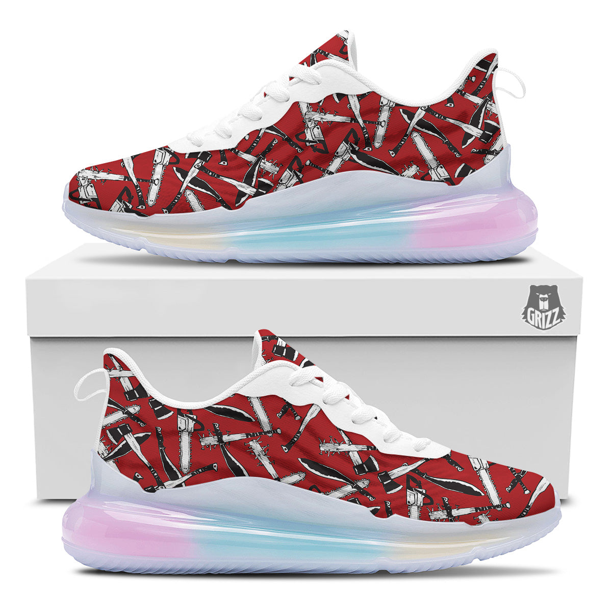 Zombie Killer Weapon Print Pattern Running Sneakers-grizzshop