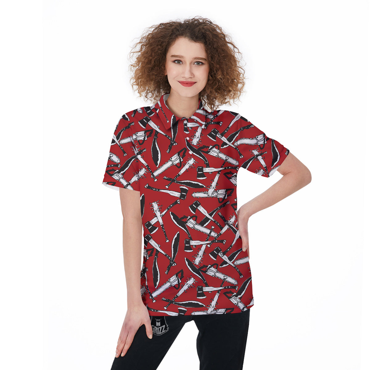 Zombie Killer Weapon Print Pattern Women's Golf Shirts-grizzshop