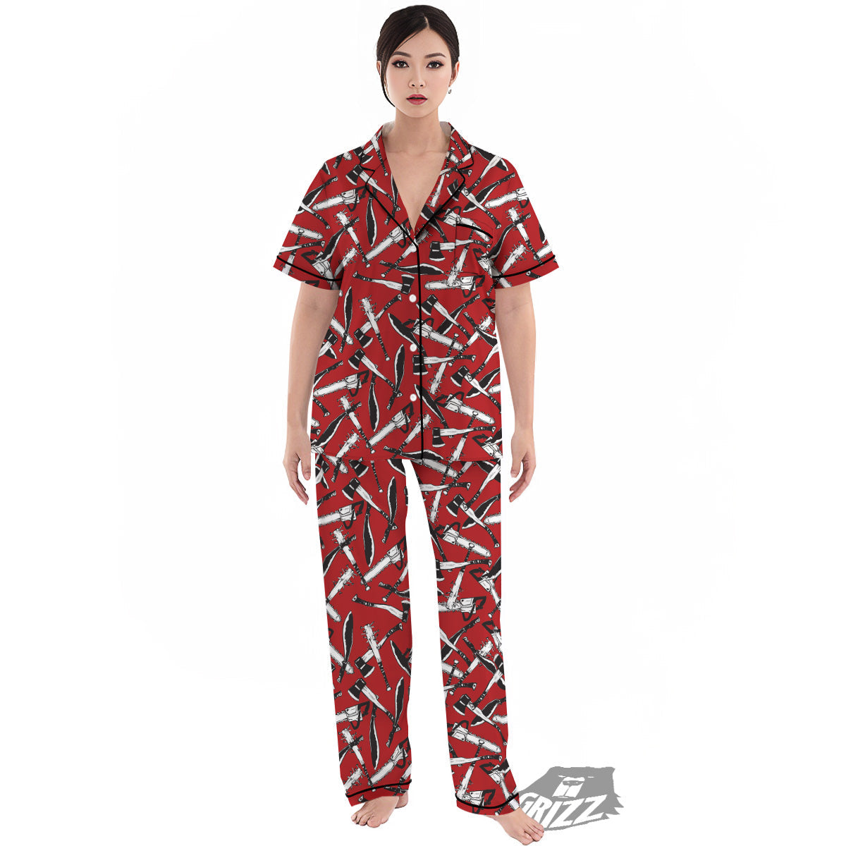 Zombie Killer Weapon Print Pattern Women's Pajamas Set-grizzshop