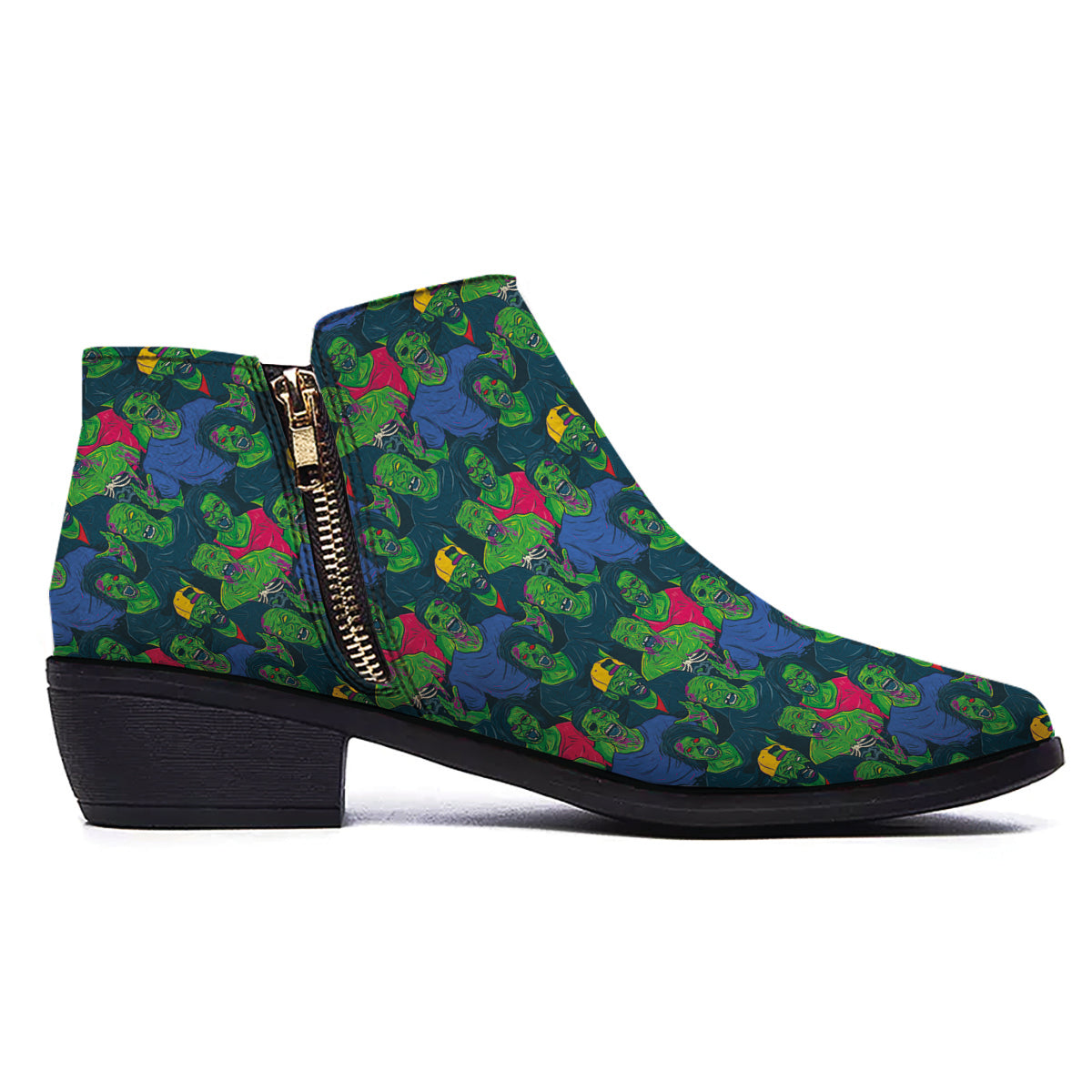 Zombie Print Pattern Ankle Boots-grizzshop