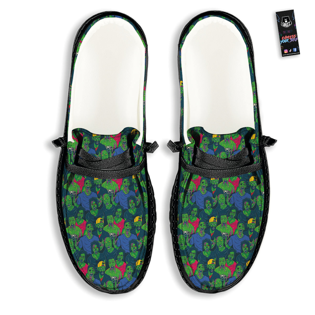 Zombie Print Pattern Black Loafers-grizzshop