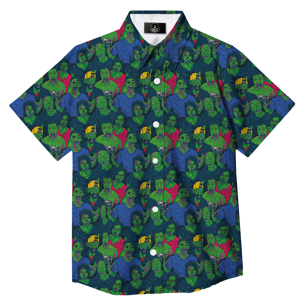 Zombie Print Pattern Button Up Shirt-grizzshop