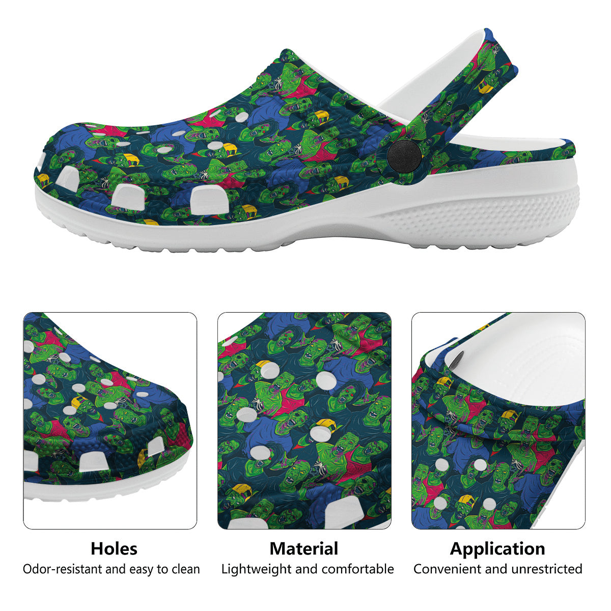 Zombie Print Pattern Clog-grizzshop