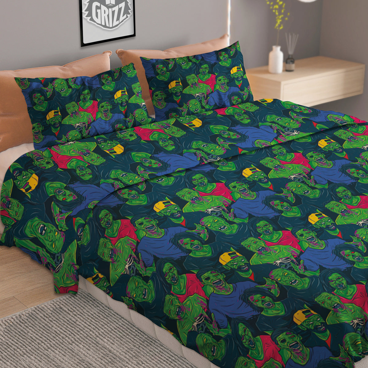 Zombie Print Pattern Duvet Cover Bedding Set-grizzshop