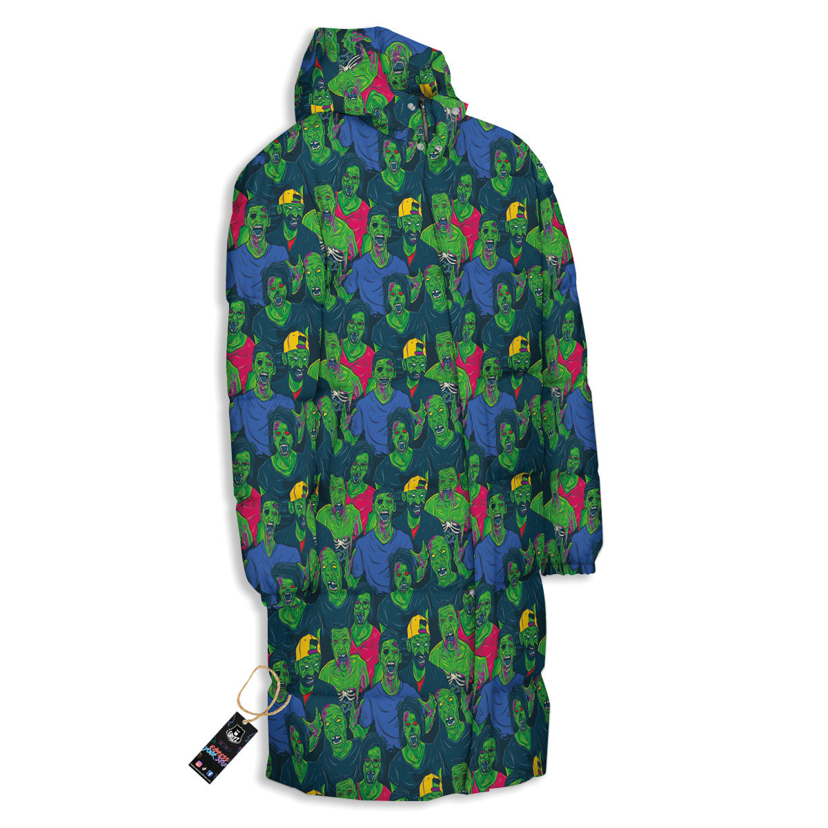 Zombie Print Pattern Long Down Jacket-grizzshop